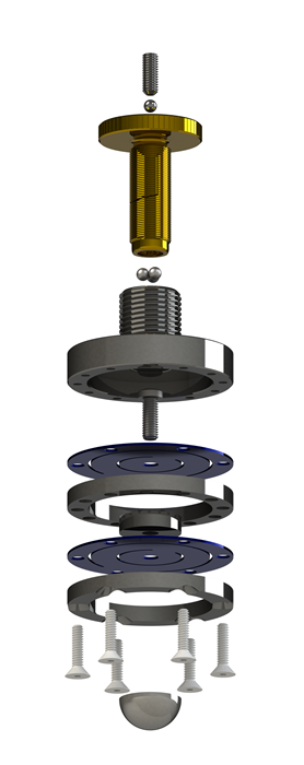 Adjustable Kinematic Coupling, exploded view