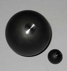 Titled magnet insert in titanium satin finished balls.